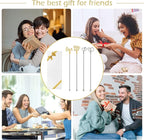 4Pcs Cocktail Stirrers Swizzle Sticks Stainless Steel 7.3" Coffee Stir Sticks with Gold Mr & Mrs,LOVE Shape, for Mixing Cocktail Metal Stir Sticks for Coffee Bar