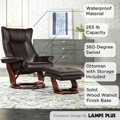 Benchmaster Morgan Java Swivel Faux Leather Recliner Chair - Image 3