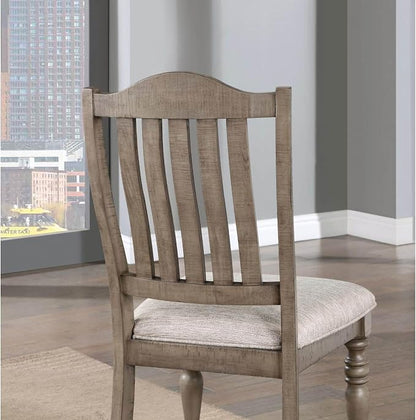 Transitional Style 2pcs Side Chairs Antique Gray Solid Wood Gray Fabric Dining - Image 6