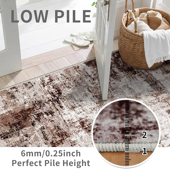 2x6 Washable Runner Rugs for Hallway: Easy-to-Clean Abstract Runners for - Image 3