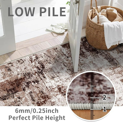 2x8 Washable Runner Rugs for Hallway: Easy-to-Clean Abstract Runners for - Image 3