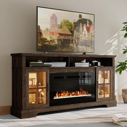 70" Farmhouse TV Stand with 36" Fireplace by Nordivale