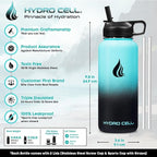 HYDRO CELL Stainless Steel Insulated Water Bottle with Straw - For Cold & Hot Drinks - Metal Vacuum Flask with Screw Cap and Modern Leakproof Sport Thermos for Adults (Teal/Black 32oz)