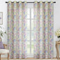 Yakamok 84 Inches Blue and Purple Leaves Linen Curtains by Yakamok