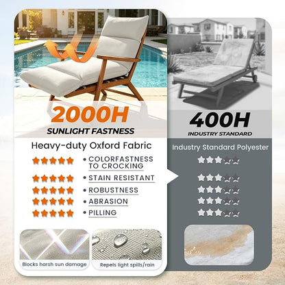 Outdoor Chaise Lounge Chair Cushion, Waterproof Non-Slip Patio Chaise Lounge - Image 8