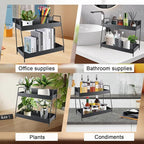 Countertop Coffee Bar Organizer,2 Tier Metal Coffee Pod Holder with Handles,Tea Bag Condiment Snack Organizer,Mug Holder for Kitchen,Bathroom,Office,Black