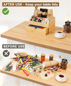 Coffee Bar Organizer Countertop with Drawer, Cafe Station Storage for Bar Accessories,Bamboo Espresso Bar Decor Holder for Bar Decor,Bamboo