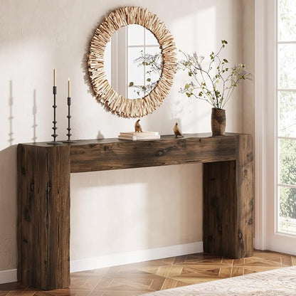 Solid Wood Console Table, 63-Inch Farmhouse Sofa Table Behind Couch by TribewoodbyTribesigns