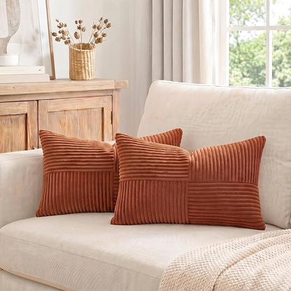Fancy Homi 2 Packs Rust Lumbar Decorative Throw Pillow Covers 14x24 Inch - Image 7