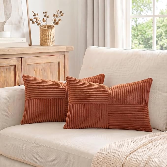 Fancy Homi 2 Packs Rust Long Lumbar Decorative Throw Pillow Covers 12x24 Inch - Image 7