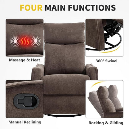 Trustyue Swivel Rocker Recliner Chair, 360° Swivel Recliner - Image 4