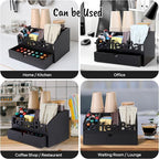 Coffee Bar Organizer for Countertop – Wooden Coffee Station with Black Drawer, Tea and K Cup Storage Rack, Coffee Pod Holder for Home and Office Counter Organization