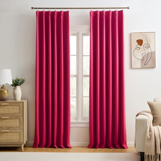 Pinch Pleated Curtains 120 Inches Long, Energy Saving Window Treatment Privacy by KEQIAOSUOCAI