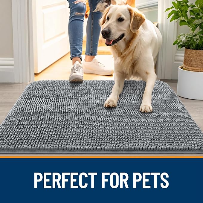 OLANLY Dog Door Mat for Muddy Paws 59x32, Super Absorbent Chenille Mud Mat | - Image 6