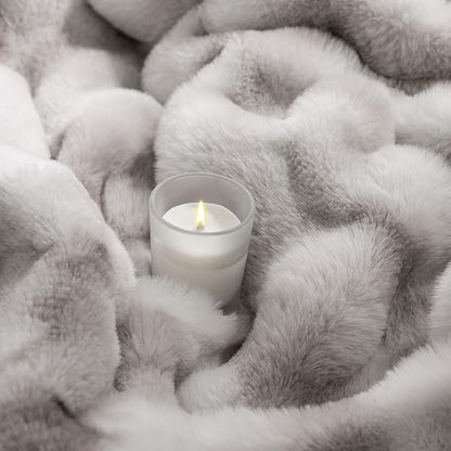 Luxury 1000GSM Rabbit Faux Fur Blanket, Super Heavy Warm Cozy Brown Blankets - Image 8