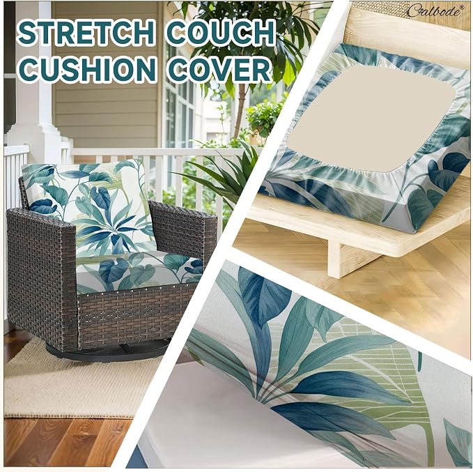 CALBODE 12 Pcs Stretch Sofa Chair Seat Cushion Covers, Breathable, Botanical - Image 3