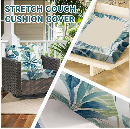 CALBODE 14 Pcs Stretch Indoor/Outdoor Seat Cushion Covers, Indoor/Outdoor Couch - Image 3