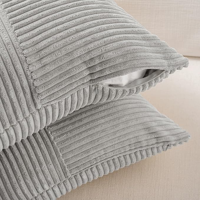 Fancy Homi 2 Packs Grey Lumbar Decorative Throw Pillow Covers 16x26 Inch - Image 4
