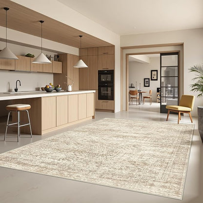6x9 Area Rugs for Living Room, Large Washable Rug, Dining Room, Low Pile by Restydon
