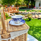 ACMLIFE Bone China Tea Sets, Blue and Gold Tea Set for Adults Porcelain Tea Cup Set, Cup and Saucer Set Vintage Floral for Women Party or Christmas Gifts Giving (china blue)