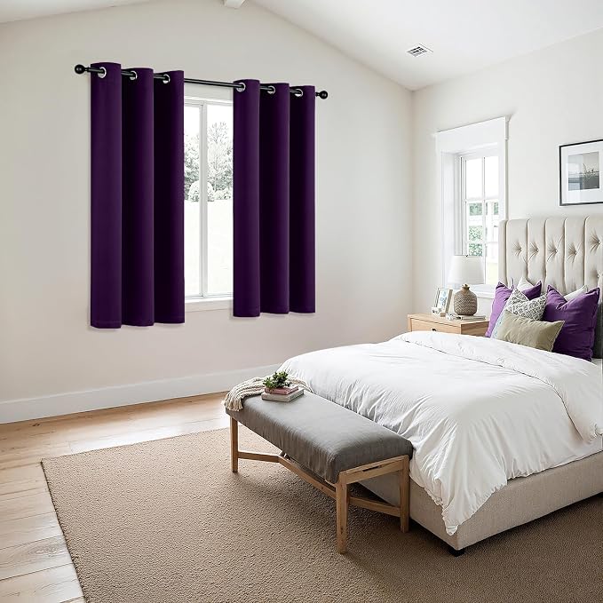 MIULEE Blackout Curtains for Bedroom 2 Panel 40 x 54 Inch Long Royal Purple | - Image 6