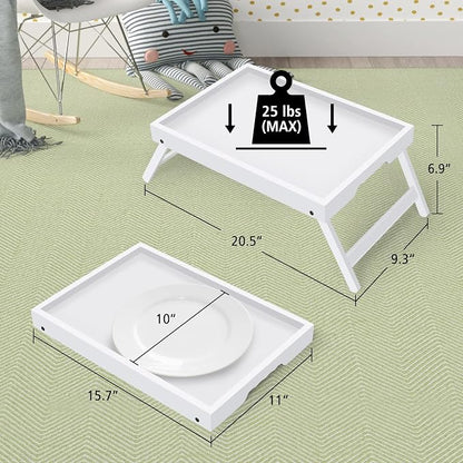 Artmeer Bed Tray Table with Folding Legs, Bamboo Breakfast in Bed - Image 4