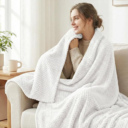 Exclusivo Mezcla Soft Waffle Fleece Bed Blanket Queen Size, Cozy Flannel - Image 2