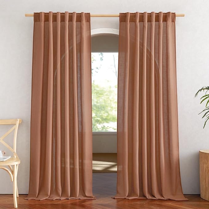 NICETOWN Linen Caramel Curtains & Drapes Privacy by NICETOWN