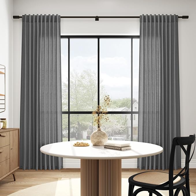 Blazer Grey Curtains Linen Blend Light Filtering Back Tab Curtain 84 Inches Long - Image 6