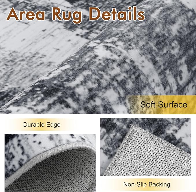 8x10 Ft Large Area Rugs for Living Room, Soft Non-Slip Washable Rugs Modern - Image 5