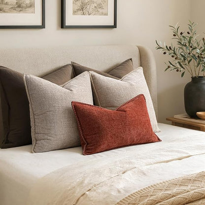 MIULEE Decorative Couch Throw Pillow Covers 18x18 Inch Taupe 2 Pack | Farmhouse - Image 6