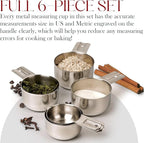 Bellemain One Piece Stainless Steel - Nesting measuring cups for Kitchen for Bakers, Dry - Ml & Oz measuring cup for Liquid, Metal, Set of 6