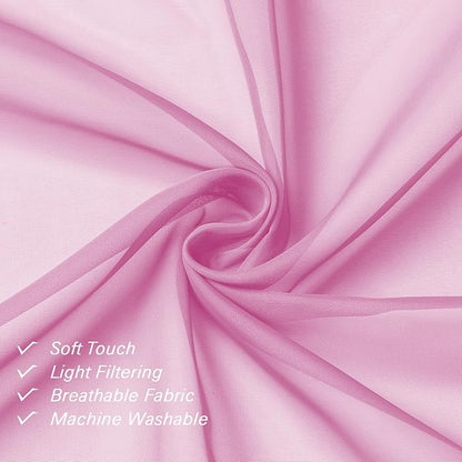 Sheer Curtains 96 Inches Long 2 Panels, Light Pink Farmhouse Voile Curtain - Image 3