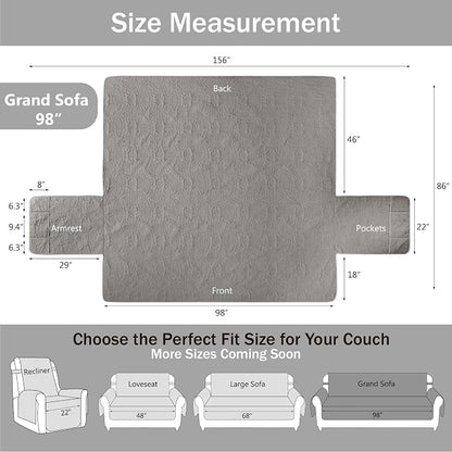 Quilted Grand Sofa Covers for 4 Cushion Couch, Couch Cover for Grand Sofa - Image 7