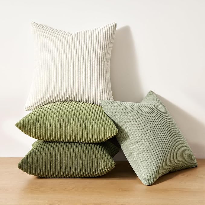 Topfinel Green White Spring Pillow Covers 22x22 Inch Set of 4 Boho Nordic - Image 7