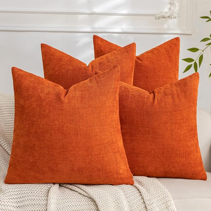 Set of 4 Soft Textured Decorative Throw Pillow Covers 22x22 Inch Cozy Farmhouse by Cozoomy