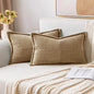 MIULEE Decorative Lumbar Throw Pillow Covers 12x20 Inch Khaki 2 Pack | Boho by MIULEE