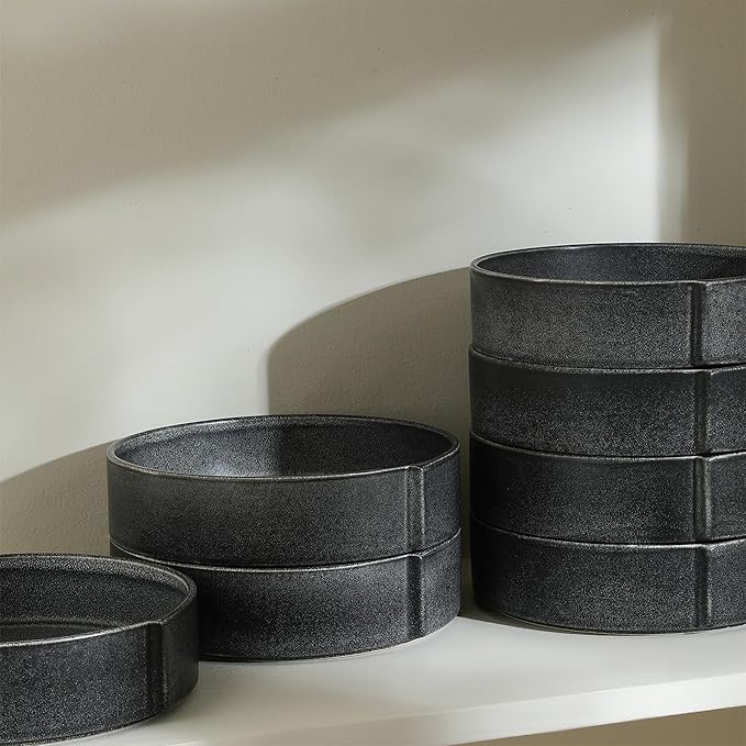 Stone Lain Bao 4-Piece Pasta Bowl Set Stoneware, Charcoal