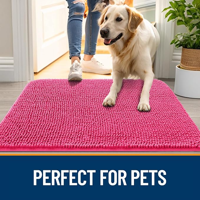 OLANLY Dog Door Mat for Muddy Paws 70x32, Super Absorbent Chenille Mud Mat | - Image 6