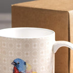 Maison d' Hermine Coffee Mug with Handles Fine Bone China Mugs Pack of One Tea Cups for Hot Beverages Cappuccino Latte Home Restaurant Office Perfect for Gift (Birdies On Wire - Robin, 12 Ounce)