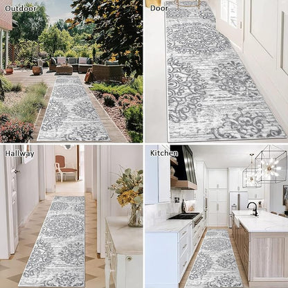 HEBE Hallway Runner Rug 2'x8', Washable Non Slip Kitchen Rug Runner | Soft Boho - Image 4