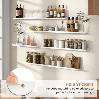 Fun Memories Picture Ledge Shelves Set of 4, 24 Inch Rustic Wall Mounted - Image 5