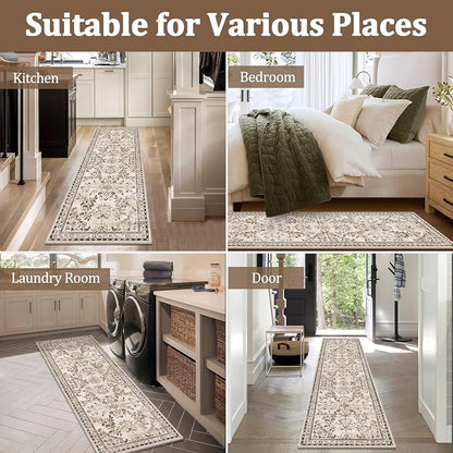 Yamaziot 2x10 Washable Hallway Runner Rug Non Slip Floral Carpet, Stain - Image 6