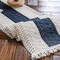 Macrame Table Runner Cream Beige and Blue Boho Table Runners by AlynsehomCreateaBetterLife