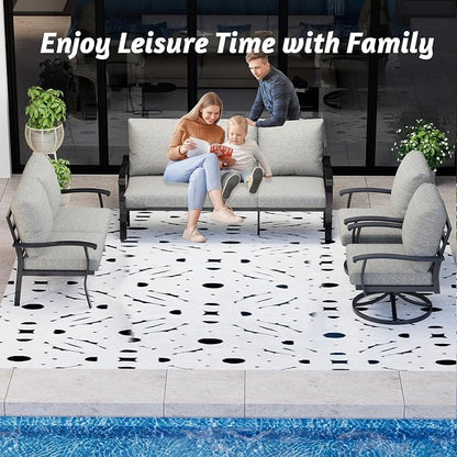 HOMREST Outdoor Furniture Thickened Cushion 360 Degree Swivel Rocking Patio - Image 7