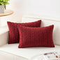Pack of 2 Corduroy Decorative Throw Pillow Covers 12x24 Inch, Wine Red | Fall by Unknown