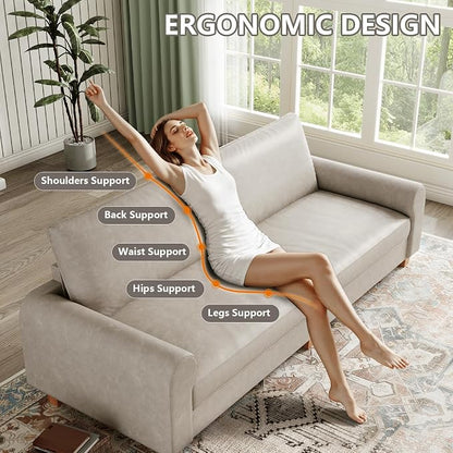 EASE MOOSE 88.5" Large Seat Faux Leather Loveseat Sofa, Waterproof and - Image 6