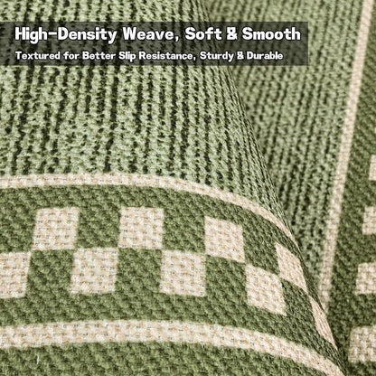 Faux Linen Washable Runner Rug Absorbent Surface 2x6 Moss Green | Non-Slip TPR - Image 4