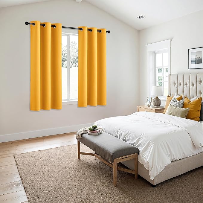 MIULEE Blackout Curtains for Bedroom 2 Panels 40 x 54 Inch Long Yellow | - Image 6