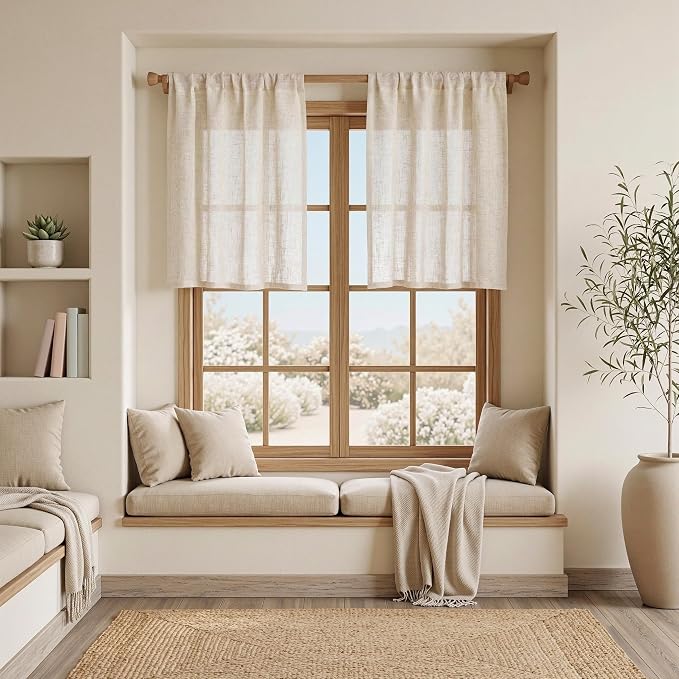 MYSKY HOME Linen Curtains 30 Inch Length - Image 4